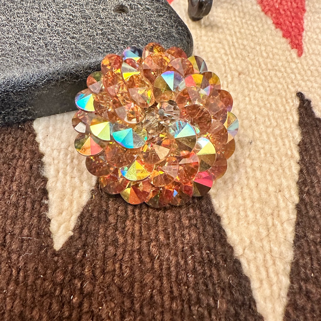 Vendome Iridescent Orange Crystal Brooch 76$